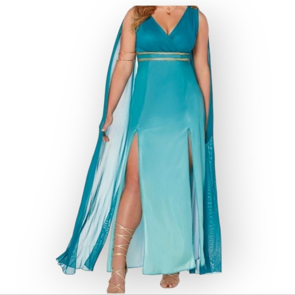 Goddess of Love Medieval‎ Queen Blue Ombre Dress Halloween Costume Ladies Small